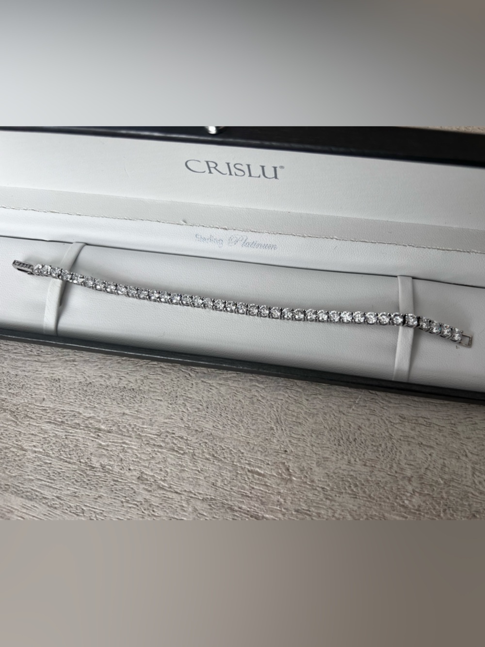 CRISLU 4mm Brilliant‎ Tennis Bracelet in Sterling Platinum 7”